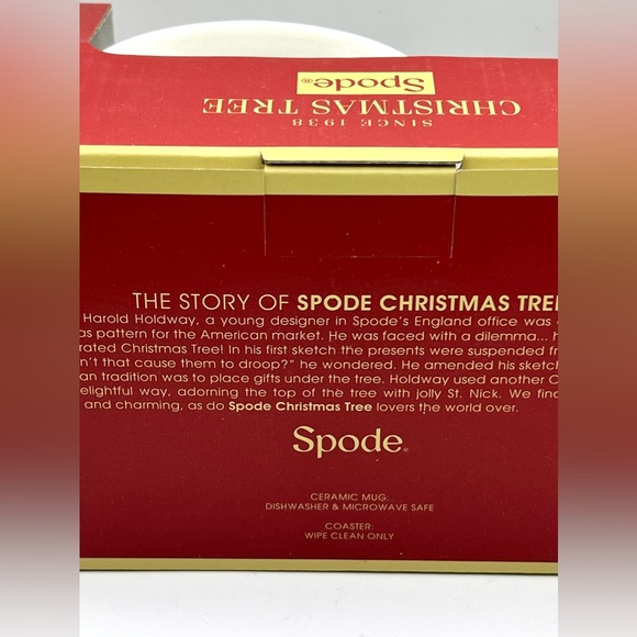 Spode Christmas Tree Ceramic Coffee Tea Mug 12 oz & Round Coaster 3.3" Set NIB - Picture 8 of 10